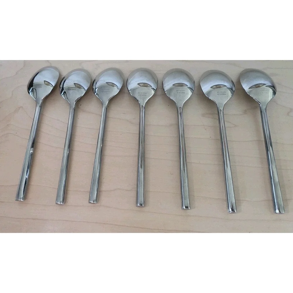 LOT OF 7 Retroneu CYLINDER Place Oval Soup Spoons 7.5